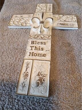 Bless This Home Decorative Cross Wall Art Plaque 13x8.5